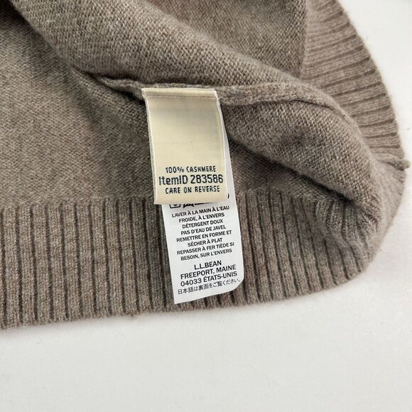 LL Bean Brown Classic Cashmere Crewneck Sweater M Old Money Quiet Luxury Minimal - Picture 8 of 9